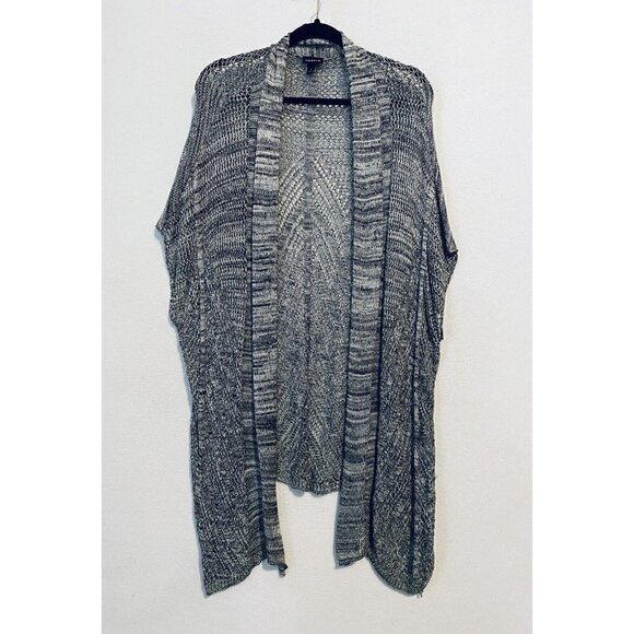 Torrid Cardigan Sweater Womens 2X Open Knit Kimono Sleeve Gray Space Dye Boho - Picture 1 of 7